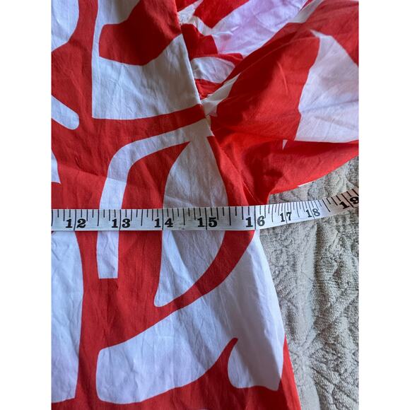 Oliphant RARE Puff Sleeve Crew Neck Mini Dress Orange Twiggy Print XXS Oversized - Picture 9 of 9